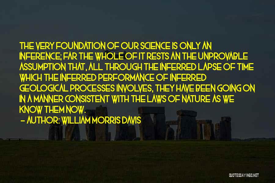 William Morris Davis Quotes: The Very Foundation Of Our Science Is Only An Inference; Far The Whole Of It Rests An The Unprovable Assumption