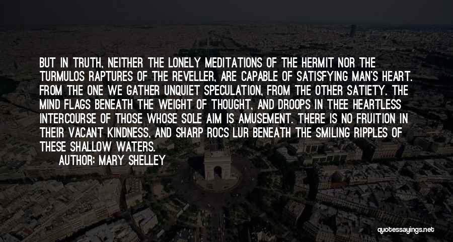 Mary Shelley Quotes: But In Truth, Neither The Lonely Meditations Of The Hermit Nor The Turmulos Raptures Of The Reveller, Are Capable Of