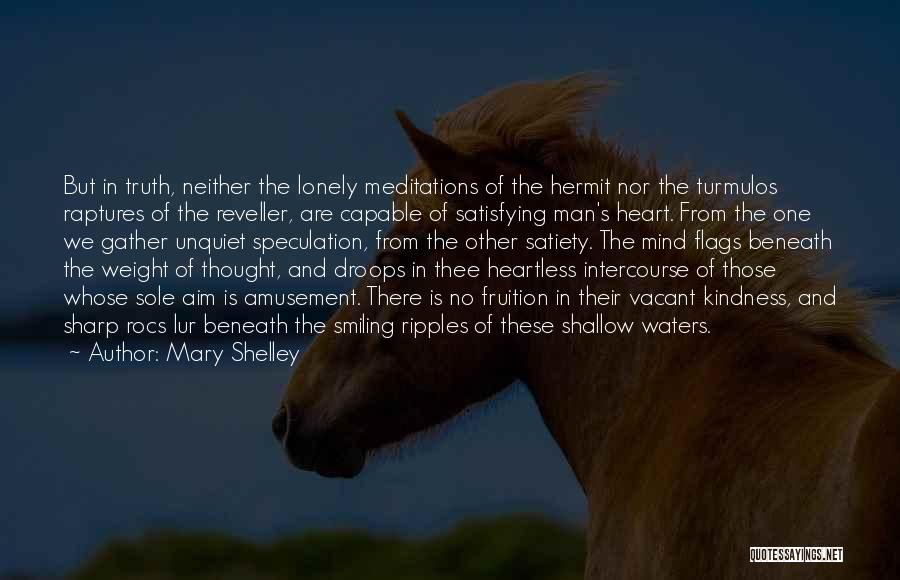 Mary Shelley Quotes: But In Truth, Neither The Lonely Meditations Of The Hermit Nor The Turmulos Raptures Of The Reveller, Are Capable Of