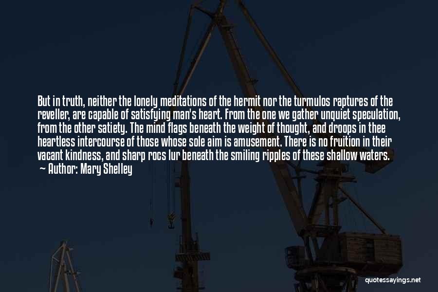 Mary Shelley Quotes: But In Truth, Neither The Lonely Meditations Of The Hermit Nor The Turmulos Raptures Of The Reveller, Are Capable Of