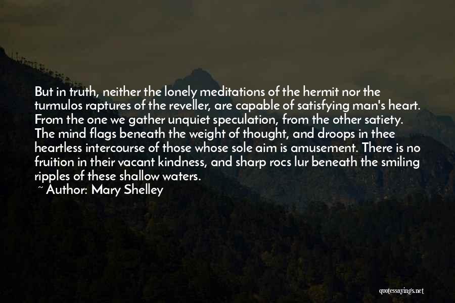 Mary Shelley Quotes: But In Truth, Neither The Lonely Meditations Of The Hermit Nor The Turmulos Raptures Of The Reveller, Are Capable Of