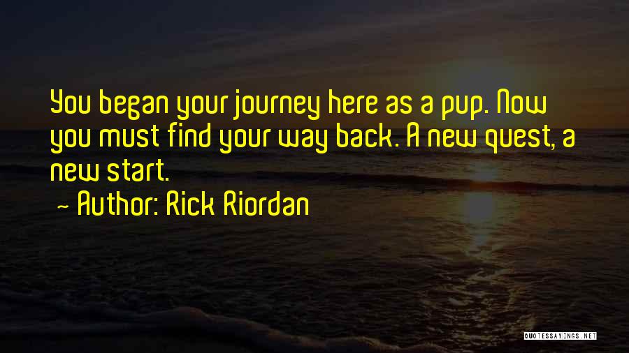 Rick Riordan Quotes: You Began Your Journey Here As A Pup. Now You Must Find Your Way Back. A New Quest, A New