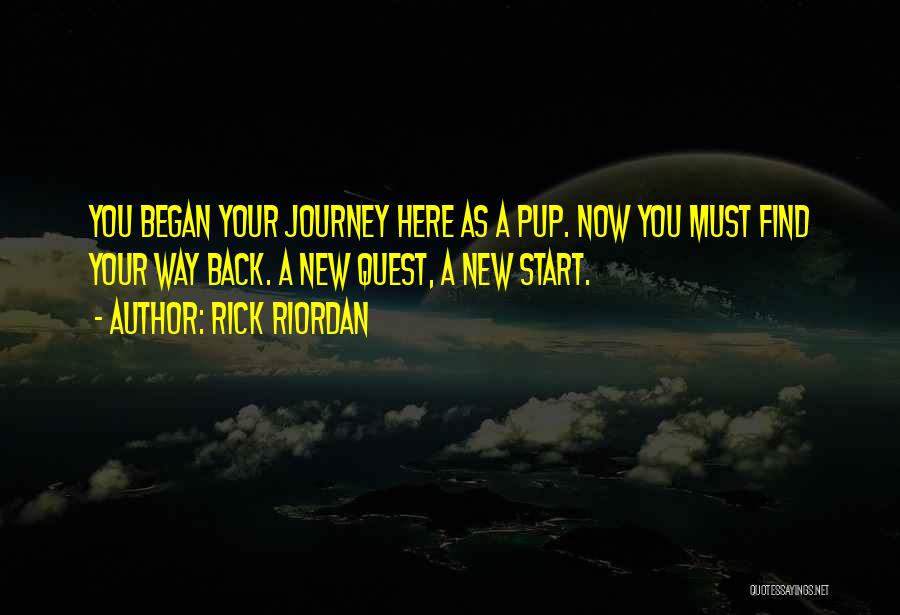 Rick Riordan Quotes: You Began Your Journey Here As A Pup. Now You Must Find Your Way Back. A New Quest, A New