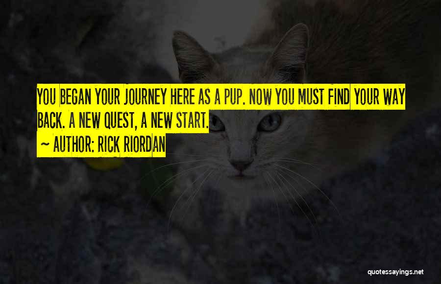 Rick Riordan Quotes: You Began Your Journey Here As A Pup. Now You Must Find Your Way Back. A New Quest, A New