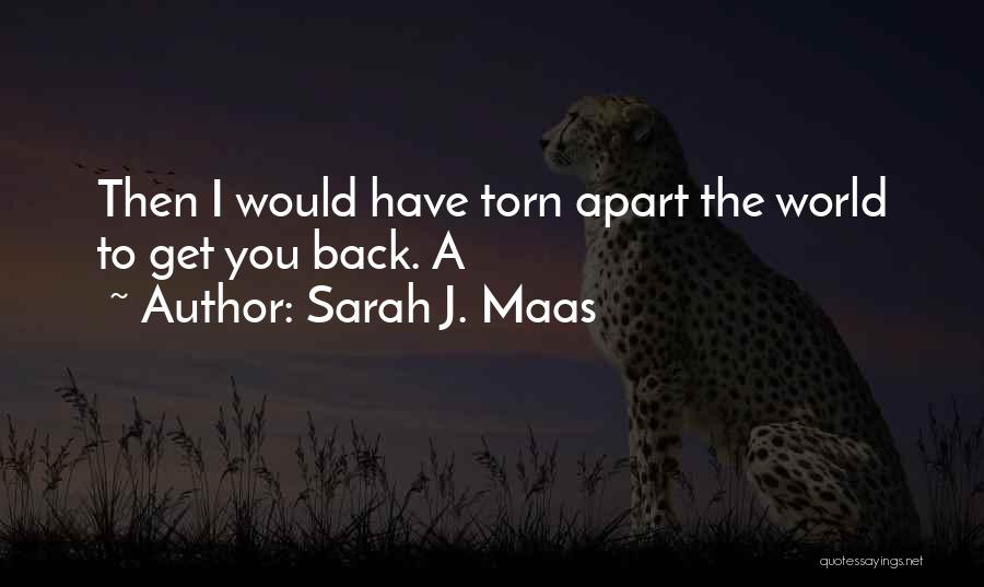 Sarah J. Maas Quotes: Then I Would Have Torn Apart The World To Get You Back. A