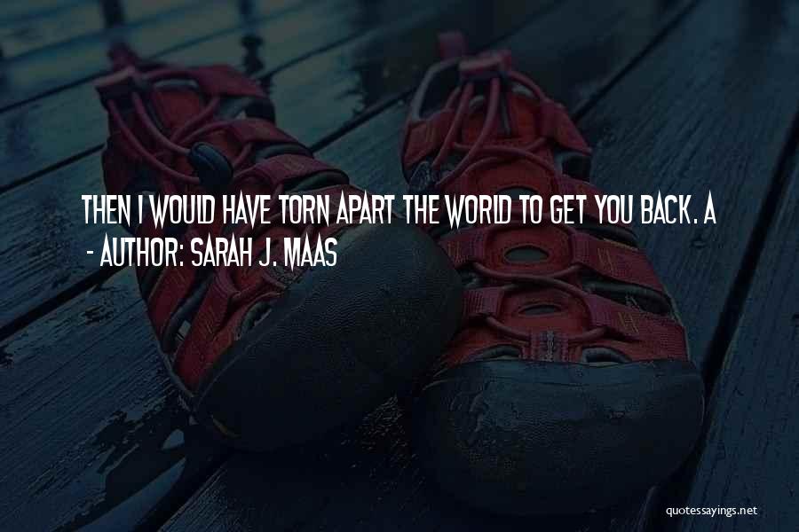 Sarah J. Maas Quotes: Then I Would Have Torn Apart The World To Get You Back. A