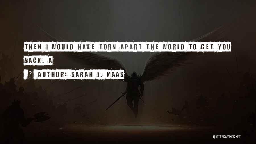 Sarah J. Maas Quotes: Then I Would Have Torn Apart The World To Get You Back. A