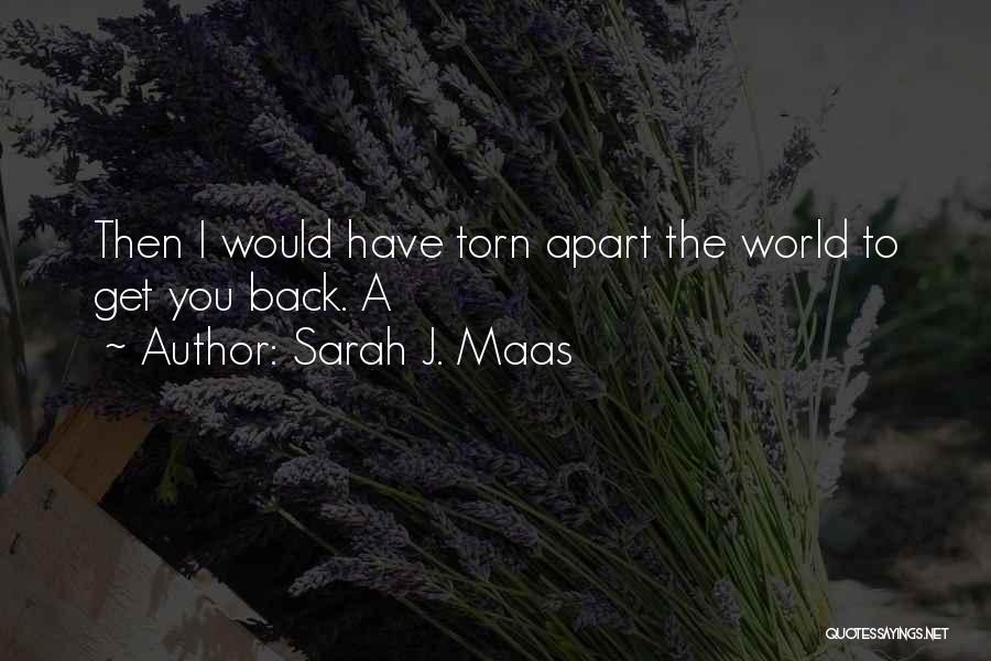 Sarah J. Maas Quotes: Then I Would Have Torn Apart The World To Get You Back. A