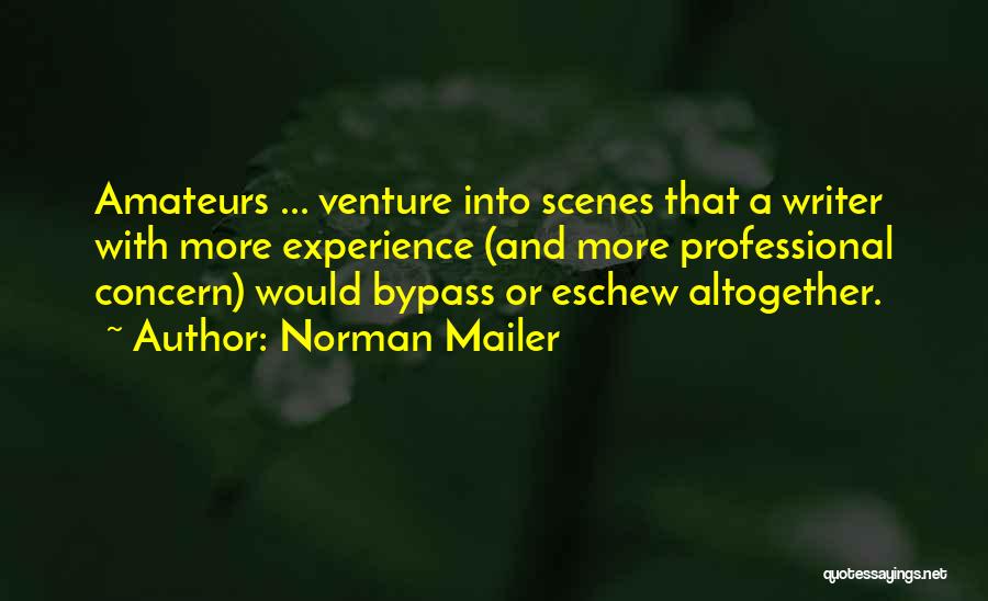 Norman Mailer Quotes: Amateurs ... Venture Into Scenes That A Writer With More Experience (and More Professional Concern) Would Bypass Or Eschew Altogether.