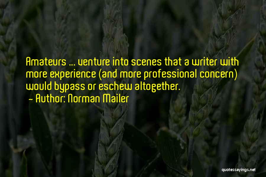 Norman Mailer Quotes: Amateurs ... Venture Into Scenes That A Writer With More Experience (and More Professional Concern) Would Bypass Or Eschew Altogether.