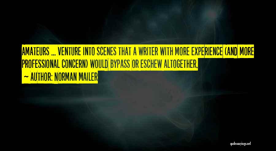 Norman Mailer Quotes: Amateurs ... Venture Into Scenes That A Writer With More Experience (and More Professional Concern) Would Bypass Or Eschew Altogether.