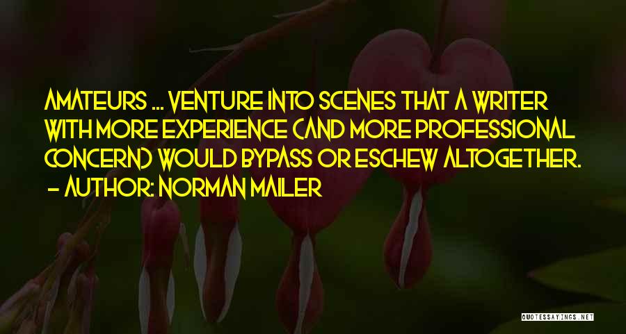 Norman Mailer Quotes: Amateurs ... Venture Into Scenes That A Writer With More Experience (and More Professional Concern) Would Bypass Or Eschew Altogether.