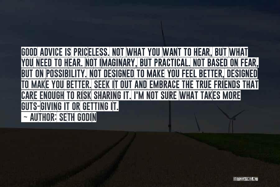Seth Godin Quotes: Good Advice Is Priceless. Not What You Want To Hear, But What You Need To Hear. Not Imaginary, But Practical.