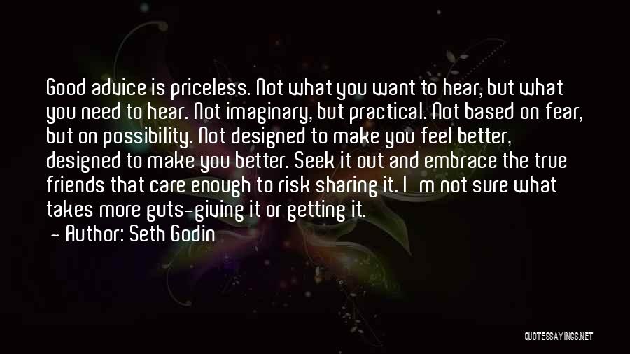 Seth Godin Quotes: Good Advice Is Priceless. Not What You Want To Hear, But What You Need To Hear. Not Imaginary, But Practical.