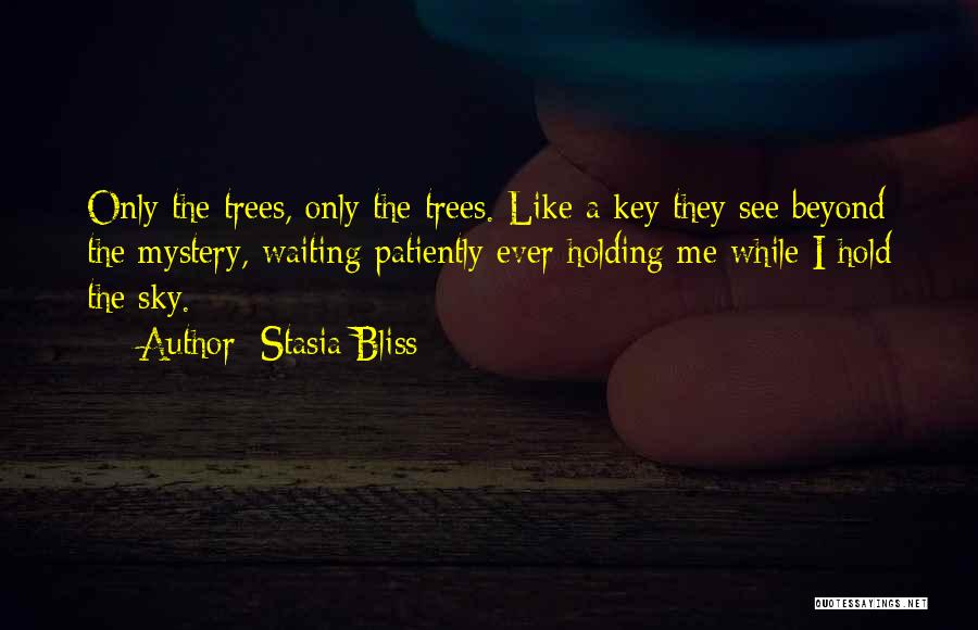 Stasia Bliss Quotes: Only The Trees, Only The Trees. Like A Key They See Beyond The Mystery, Waiting Patiently Ever Holding Me While