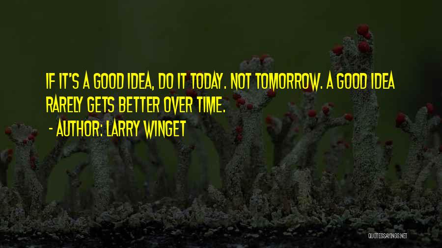 Larry Winget Quotes: If It's A Good Idea, Do It Today. Not Tomorrow. A Good Idea Rarely Gets Better Over Time.