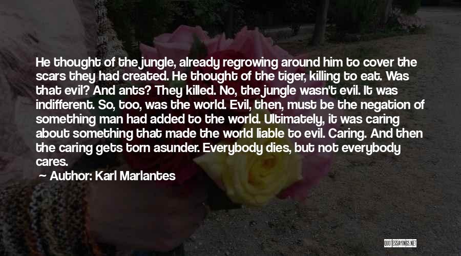 Karl Marlantes Quotes: He Thought Of The Jungle, Already Regrowing Around Him To Cover The Scars They Had Created. He Thought Of The