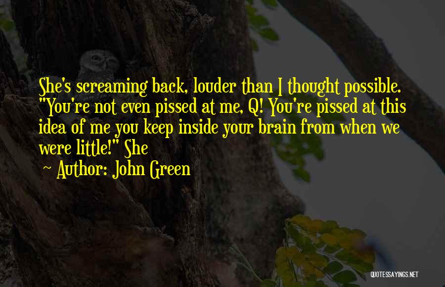 John Green Quotes: She's Screaming Back, Louder Than I Thought Possible. You're Not Even Pissed At Me, Q! You're Pissed At This Idea