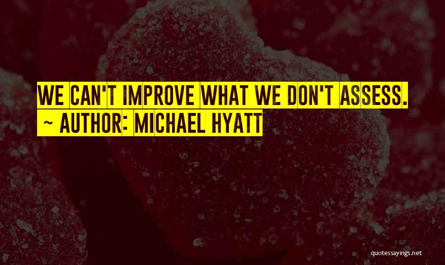 Michael Hyatt Quotes: We Can't Improve What We Don't Assess.