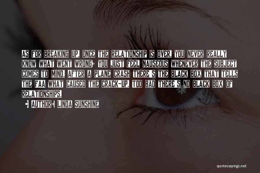 Linda Sunshine Quotes: As For Breaking Up, Once The Relationship Is Over, You Never Really Know What Went Wrong; You Just Feel Nauseous