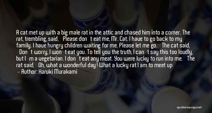 Haruki Murakami Quotes: A Cat Met Up With A Big Male Rat In The Attic And Chased Him Into A Corner. The Rat,