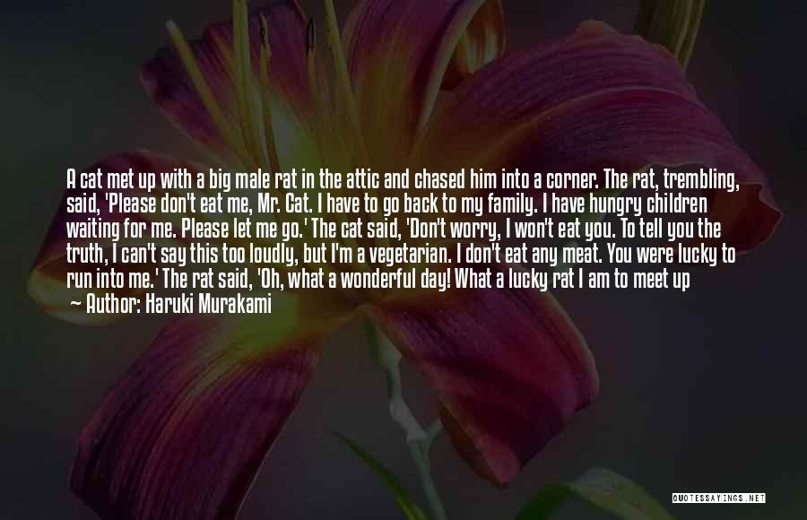 Haruki Murakami Quotes: A Cat Met Up With A Big Male Rat In The Attic And Chased Him Into A Corner. The Rat,