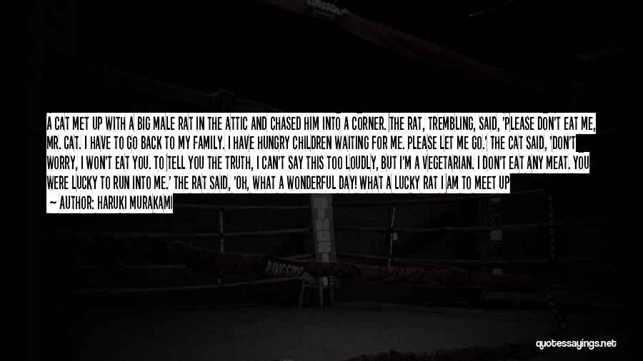 Haruki Murakami Quotes: A Cat Met Up With A Big Male Rat In The Attic And Chased Him Into A Corner. The Rat,