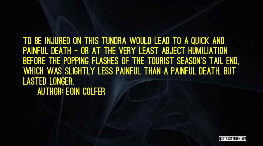 Eoin Colfer Quotes: To Be Injured On This Tundra Would Lead To A Quick And Painful Death - Or At The Very Least