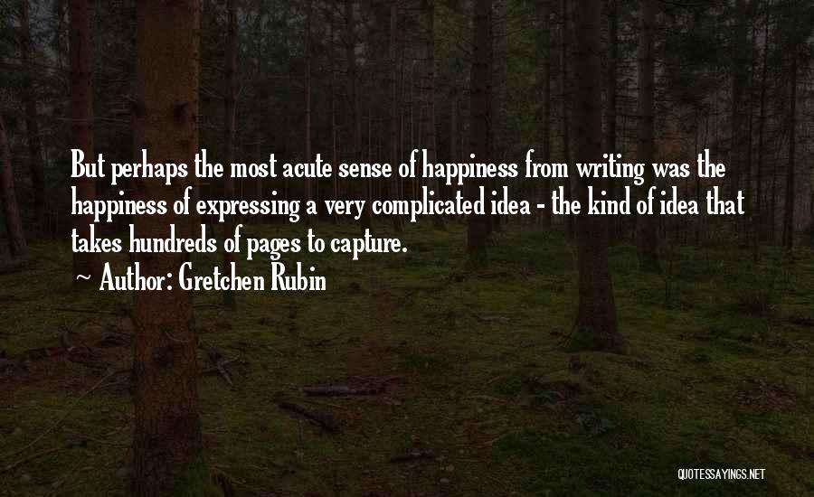 Gretchen Rubin Quotes: But Perhaps The Most Acute Sense Of Happiness From Writing Was The Happiness Of Expressing A Very Complicated Idea -