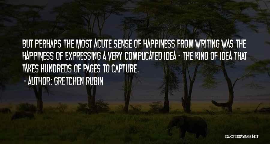 Gretchen Rubin Quotes: But Perhaps The Most Acute Sense Of Happiness From Writing Was The Happiness Of Expressing A Very Complicated Idea -