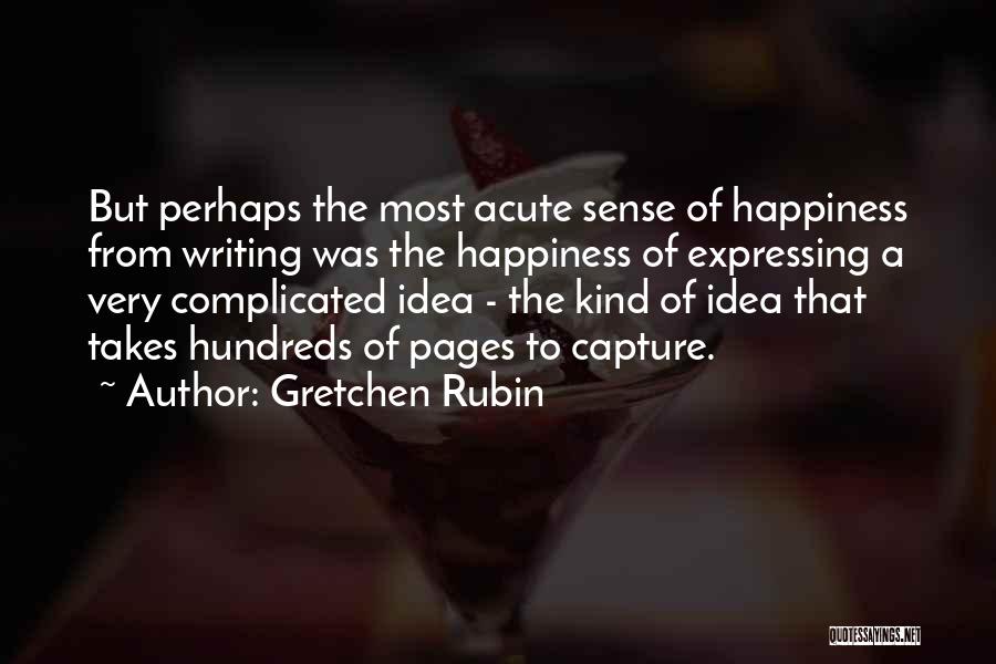 Gretchen Rubin Quotes: But Perhaps The Most Acute Sense Of Happiness From Writing Was The Happiness Of Expressing A Very Complicated Idea -