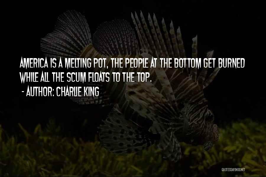 Charlie King Quotes: America Is A Melting Pot, The People At The Bottom Get Burned While All The Scum Floats To The Top.