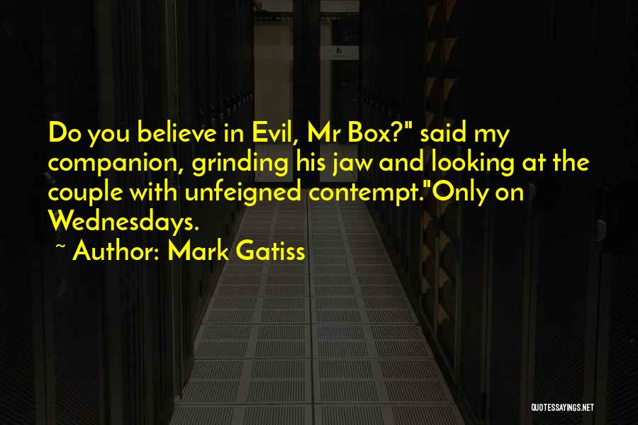 Mark Gatiss Quotes: Do You Believe In Evil, Mr Box? Said My Companion, Grinding His Jaw And Looking At The Couple With Unfeigned