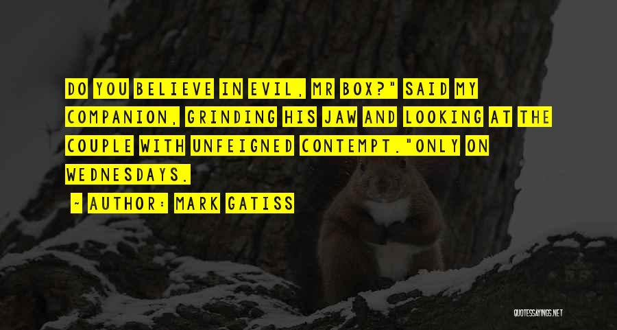 Mark Gatiss Quotes: Do You Believe In Evil, Mr Box? Said My Companion, Grinding His Jaw And Looking At The Couple With Unfeigned