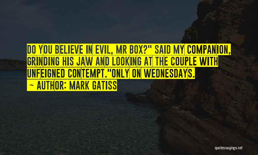 Mark Gatiss Quotes: Do You Believe In Evil, Mr Box? Said My Companion, Grinding His Jaw And Looking At The Couple With Unfeigned