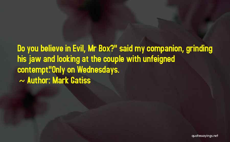 Mark Gatiss Quotes: Do You Believe In Evil, Mr Box? Said My Companion, Grinding His Jaw And Looking At The Couple With Unfeigned