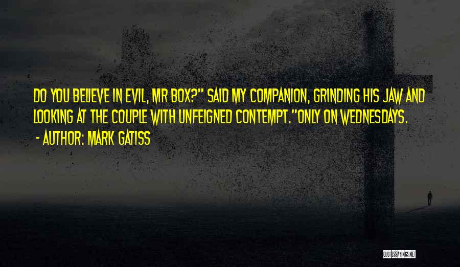 Mark Gatiss Quotes: Do You Believe In Evil, Mr Box? Said My Companion, Grinding His Jaw And Looking At The Couple With Unfeigned