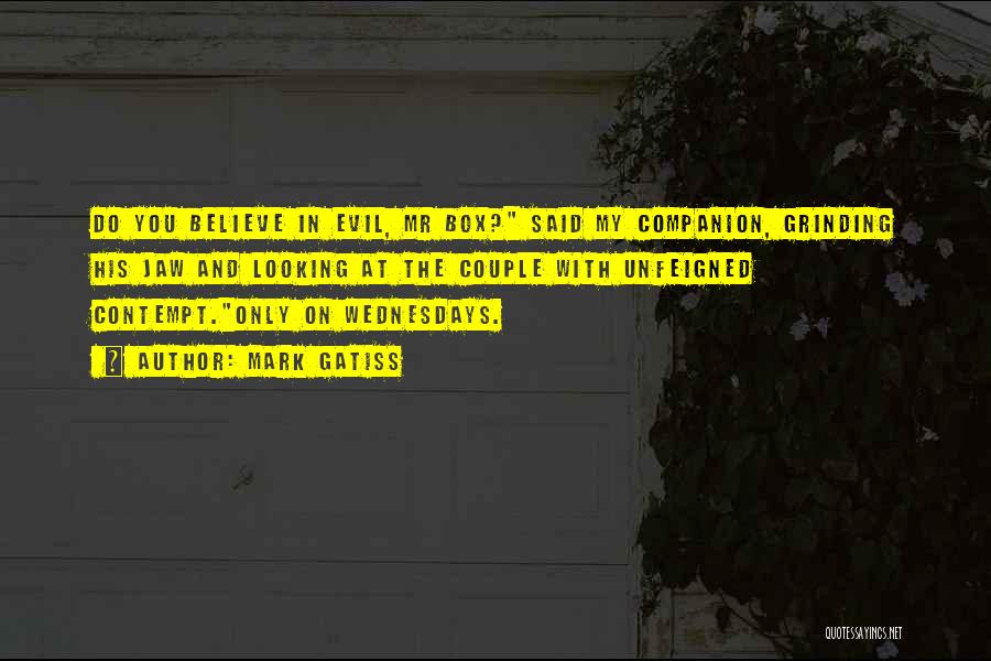 Mark Gatiss Quotes: Do You Believe In Evil, Mr Box? Said My Companion, Grinding His Jaw And Looking At The Couple With Unfeigned