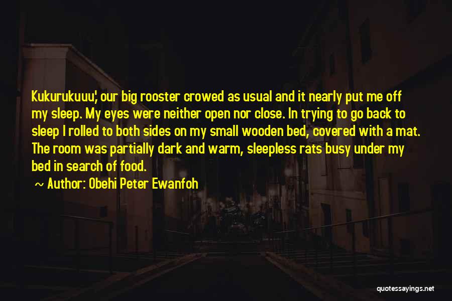 Obehi Peter Ewanfoh Quotes: Kukurukuuu,' Our Big Rooster Crowed As Usual And It Nearly Put Me Off My Sleep. My Eyes Were Neither Open