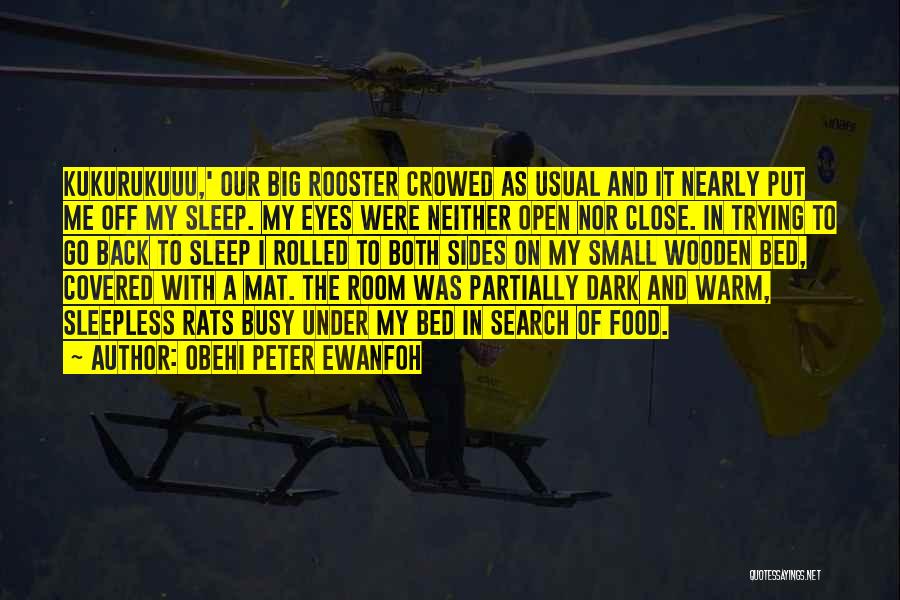 Obehi Peter Ewanfoh Quotes: Kukurukuuu,' Our Big Rooster Crowed As Usual And It Nearly Put Me Off My Sleep. My Eyes Were Neither Open