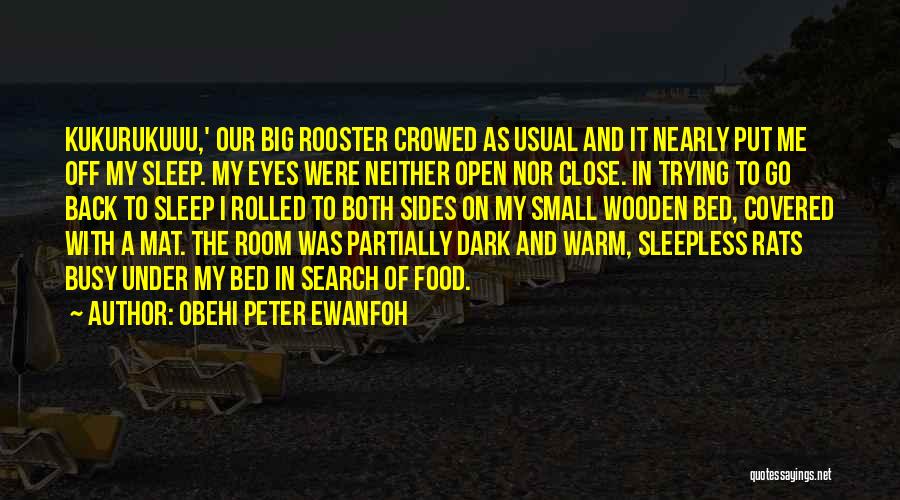 Obehi Peter Ewanfoh Quotes: Kukurukuuu,' Our Big Rooster Crowed As Usual And It Nearly Put Me Off My Sleep. My Eyes Were Neither Open