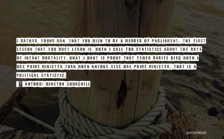 Winston Churchill Quotes: I Gather, Young Man, That You Wish To Be A Member Of Parliament. The First Lesson That You Must Learn