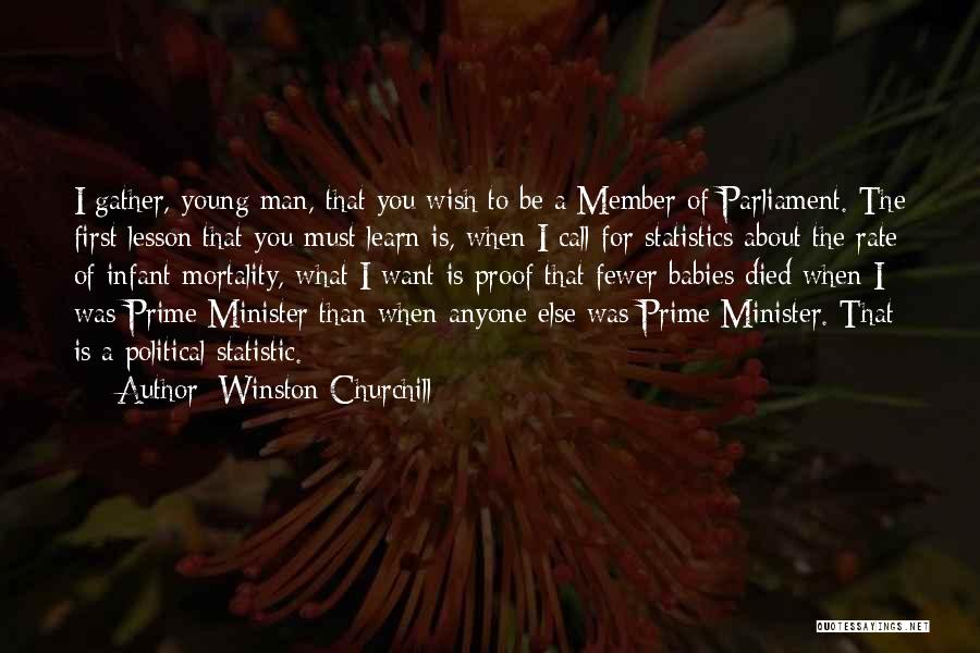 Winston Churchill Quotes: I Gather, Young Man, That You Wish To Be A Member Of Parliament. The First Lesson That You Must Learn