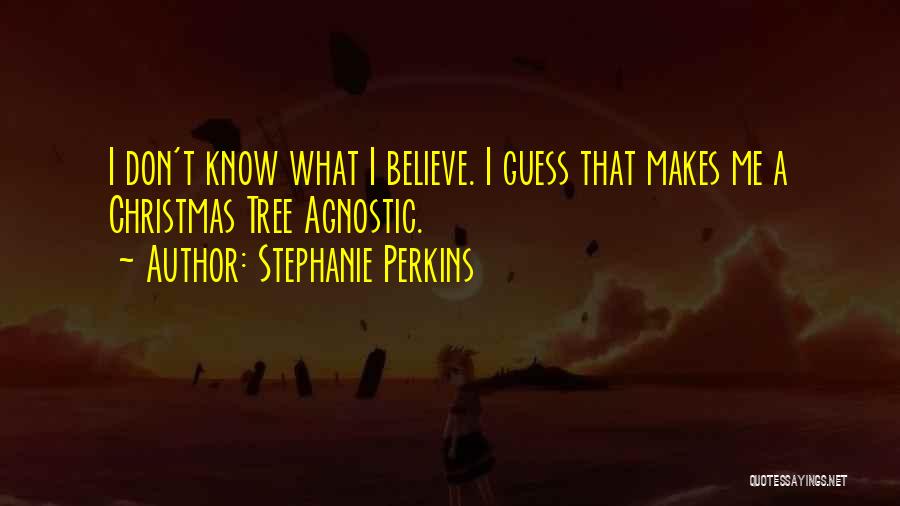 Stephanie Perkins Quotes: I Don't Know What I Believe. I Guess That Makes Me A Christmas Tree Agnostic.