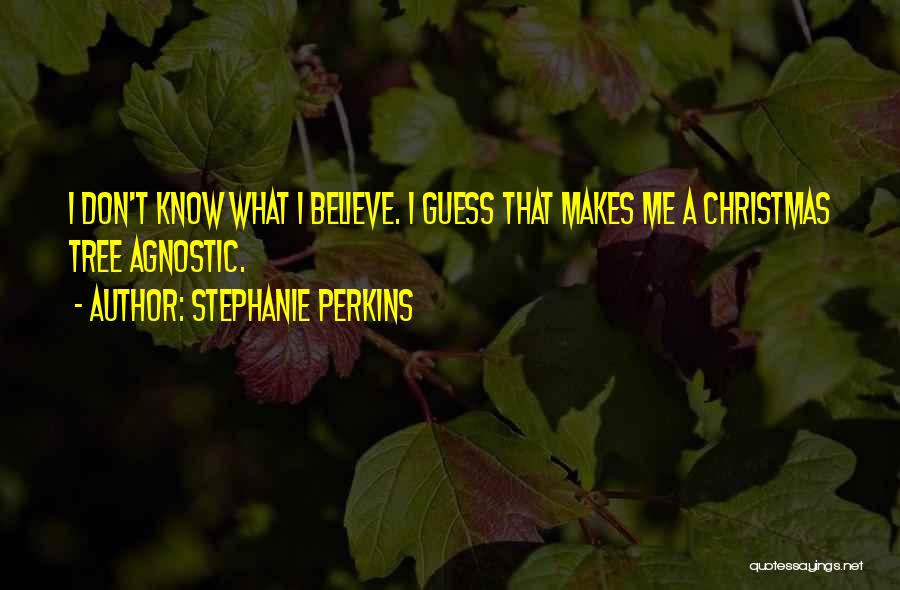 Stephanie Perkins Quotes: I Don't Know What I Believe. I Guess That Makes Me A Christmas Tree Agnostic.