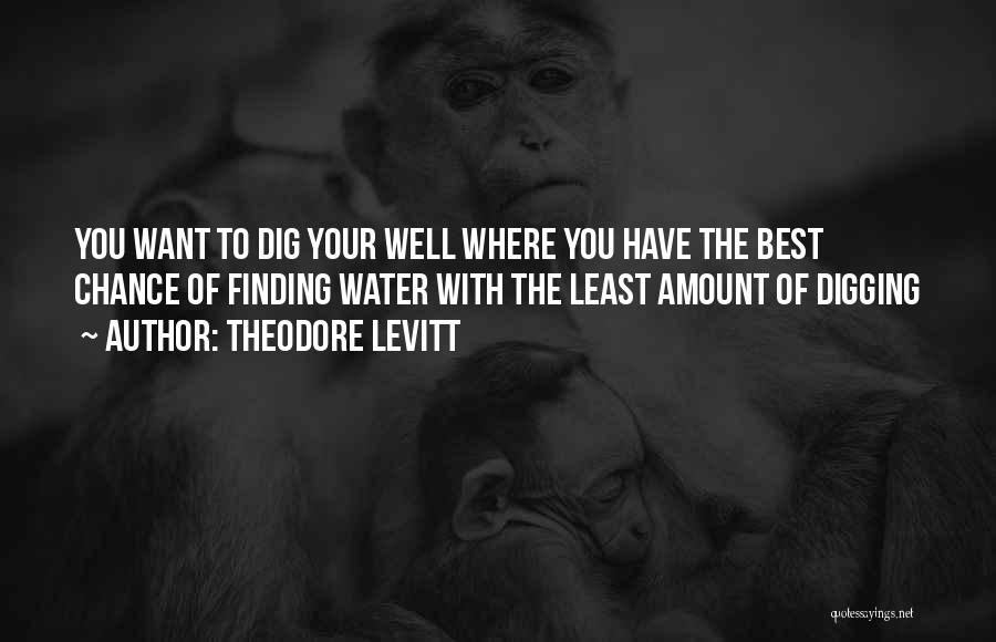 Theodore Levitt Quotes: You Want To Dig Your Well Where You Have The Best Chance Of Finding Water With The Least Amount Of