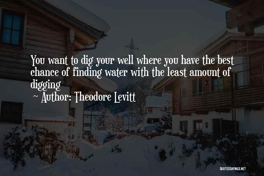 Theodore Levitt Quotes: You Want To Dig Your Well Where You Have The Best Chance Of Finding Water With The Least Amount Of