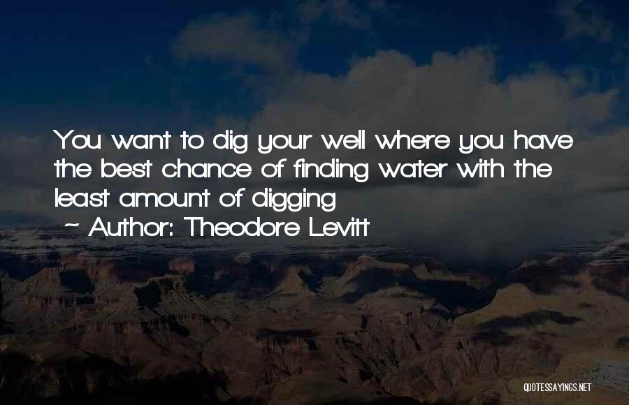 Theodore Levitt Quotes: You Want To Dig Your Well Where You Have The Best Chance Of Finding Water With The Least Amount Of