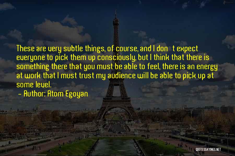 Atom Egoyan Quotes: These Are Very Subtle Things, Of Course, And I Don't Expect Everyone To Pick Them Up Consciously, But I Think