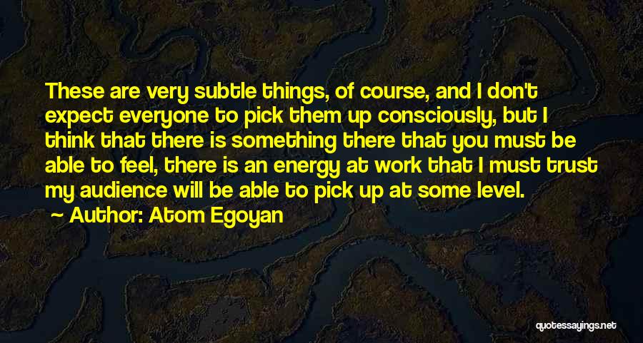 Atom Egoyan Quotes: These Are Very Subtle Things, Of Course, And I Don't Expect Everyone To Pick Them Up Consciously, But I Think